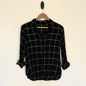 Black and White Windowpane Plaid Button Down Dillon Classic Fit XSP